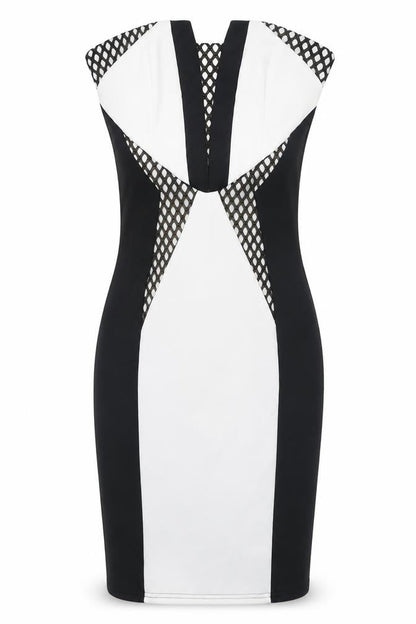 Lipsy Womens Black Colourblock Polyamide Bodycon Size 6 Off the Shoulder Zip - Mesh