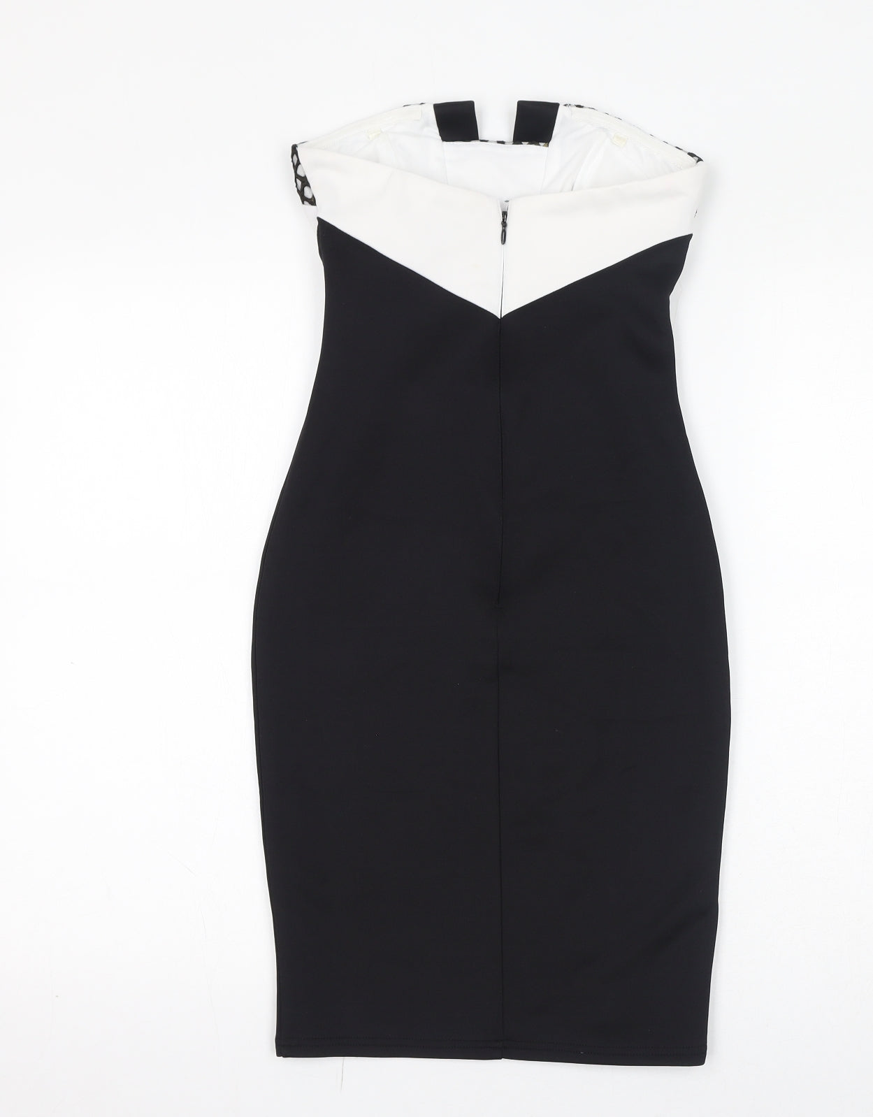 Lipsy Womens Black Colourblock Polyamide Bodycon Size 6 Off the Shoulder Zip - Mesh