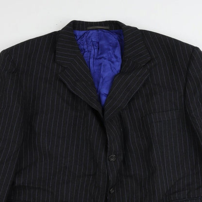 Livingston Mens Grey Striped Wool Jacket Suit Jacket Size 48 Regular