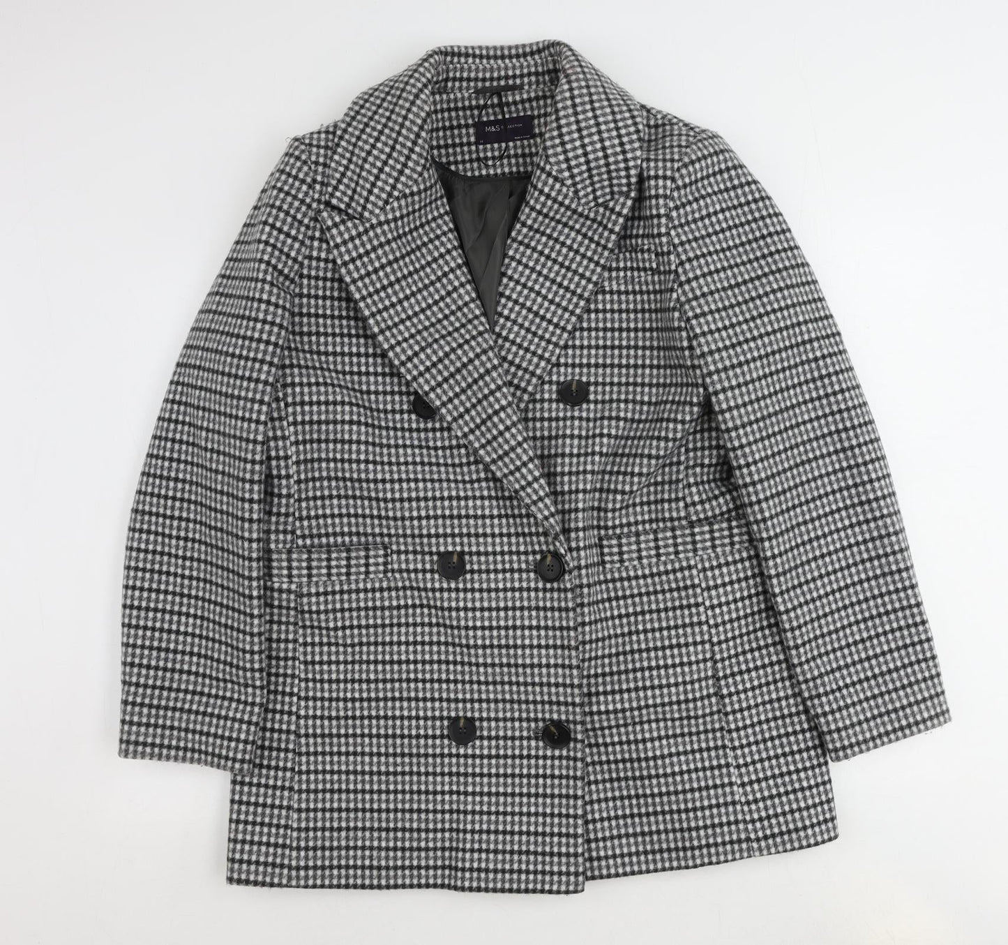 Womens UK Size 14 Marks and Spencer Grey Overcoat