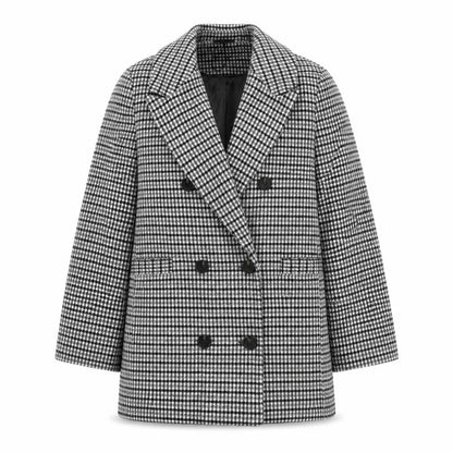 Marks & Spencer Womens Grey Check Overcoat Coat Size 14 Button
