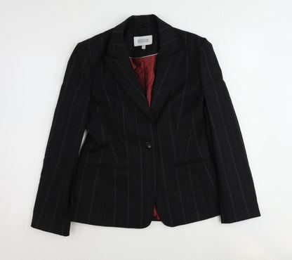 NEXT Womens Black Striped Wool Jacket Suit Jacket Size 10