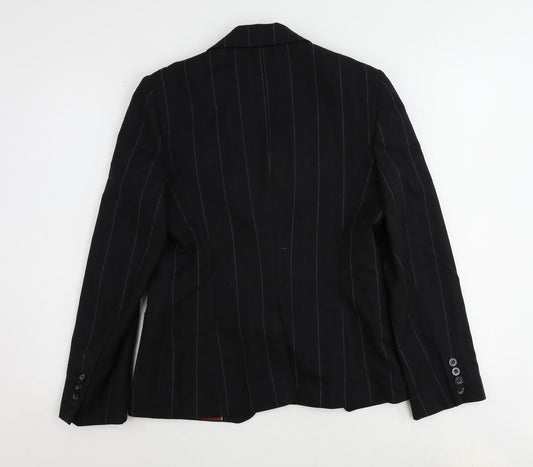 NEXT Womens Black Striped Wool Jacket Suit Jacket Size 10