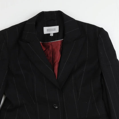 NEXT Womens Black Striped Wool Jacket Suit Jacket Size 10
