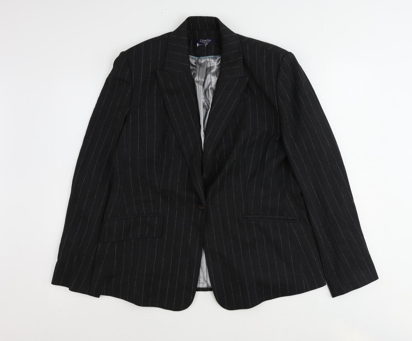 Debenhams Womens Grey Pinstripe Polyester Jacket Suit Jacket Size 16
