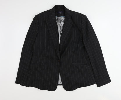 Debenhams Womens Grey Pinstripe Polyester Jacket Suit Jacket Size 16