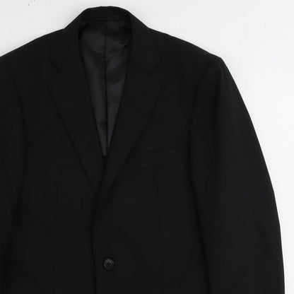 Rochi Mens Black Polyester Jacket Suit Jacket Size 36 Regular