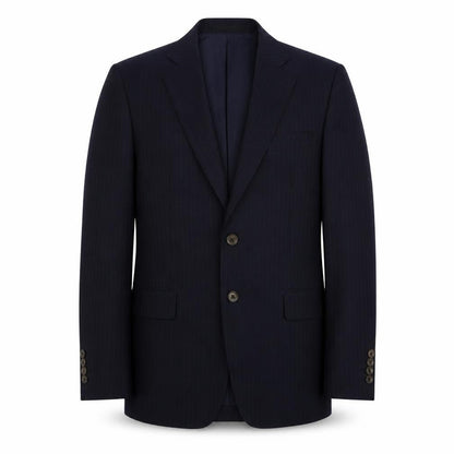 James Anderson Mens Blue Striped Polyester Jacket Suit Jacket Size 34 Regular