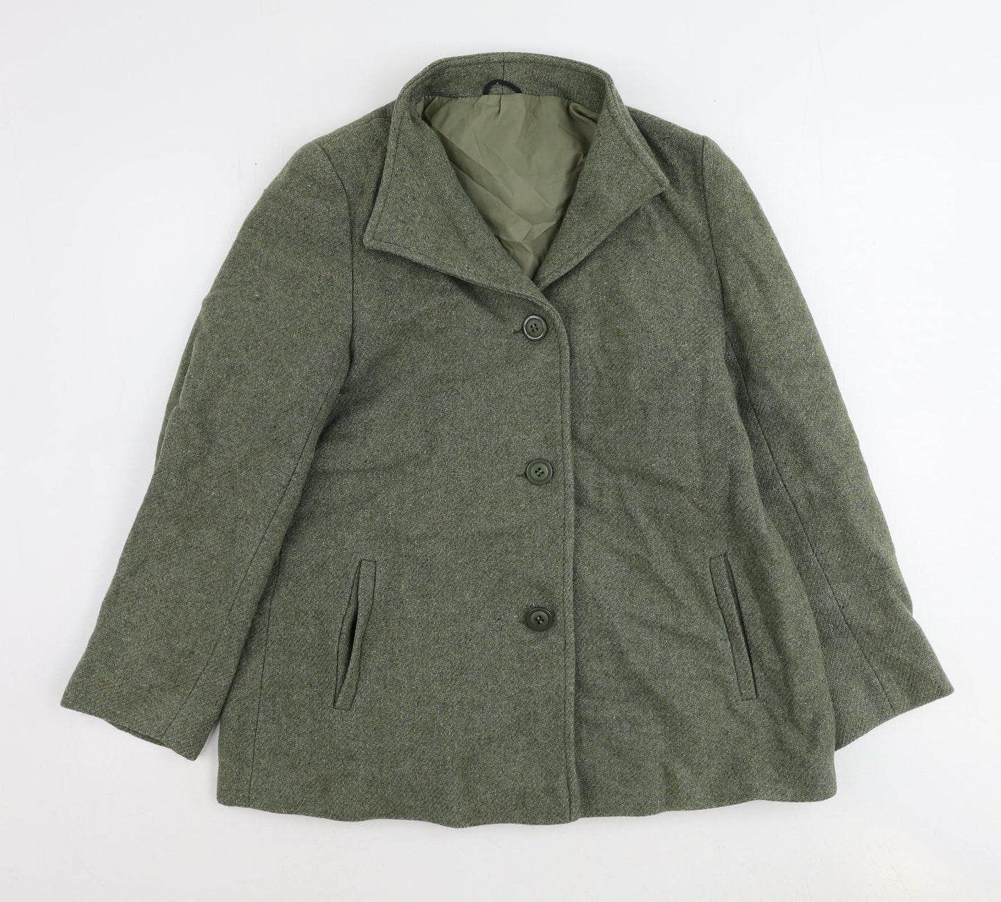 Bickler Womens Green Jacket Size 14 Button