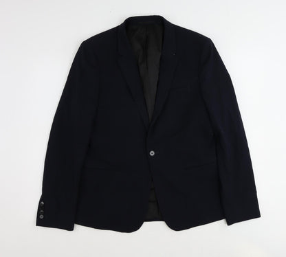 Mens UK Size 40 River Island Regular Blue Suit Jacket