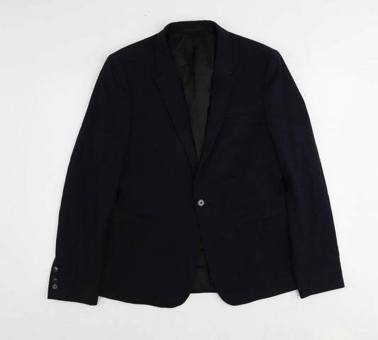 Mens UK Size 40 River Island Regular Blue Suit Jacket