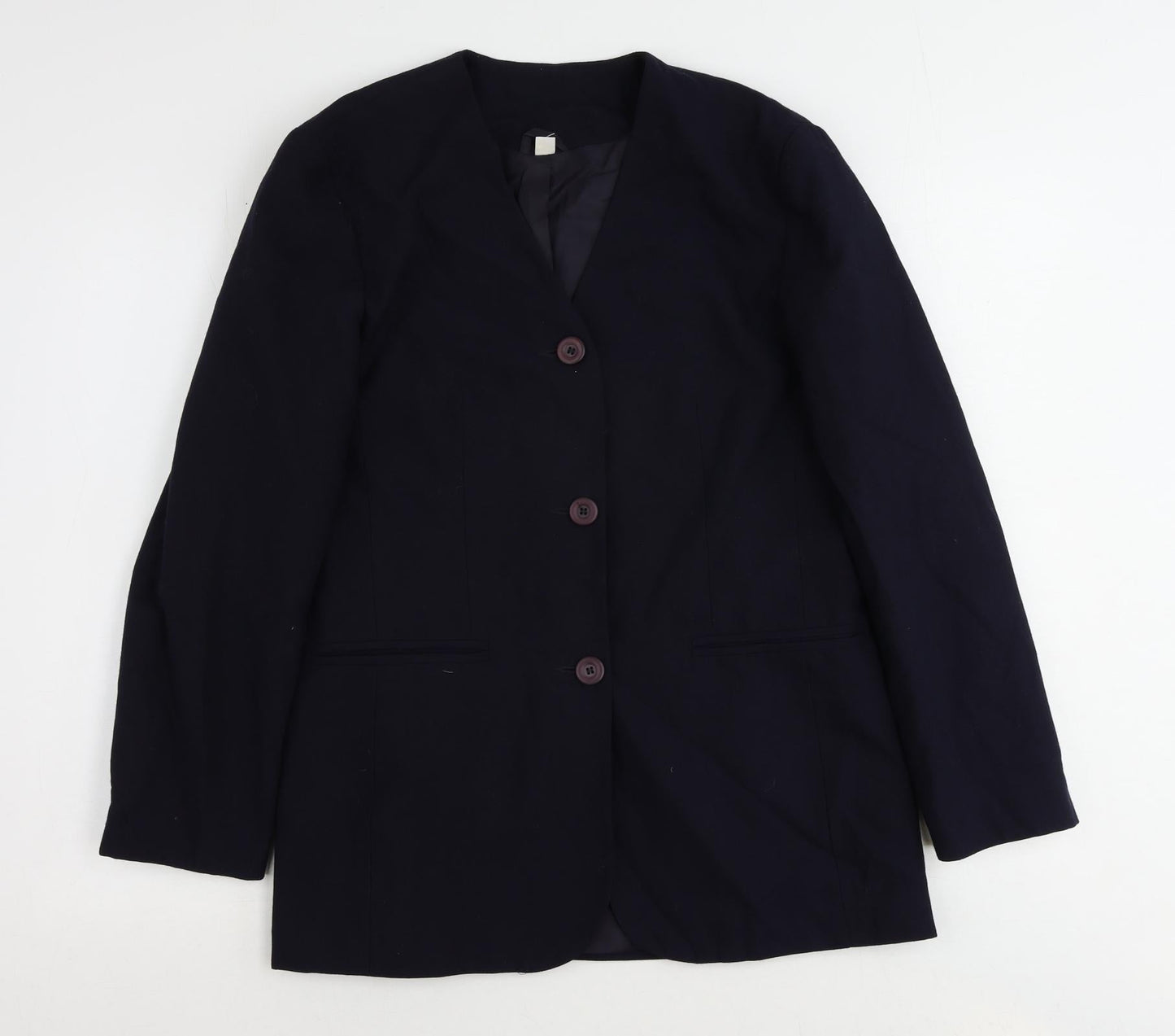 St Michael Womens Blue Polyester Jacket Suit Jacket Size 12