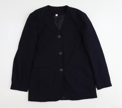 St Michael Womens Blue Polyester Jacket Suit Jacket Size 12