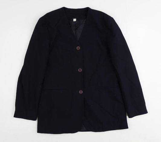St Michael Womens Blue Polyester Jacket Suit Jacket Size 12