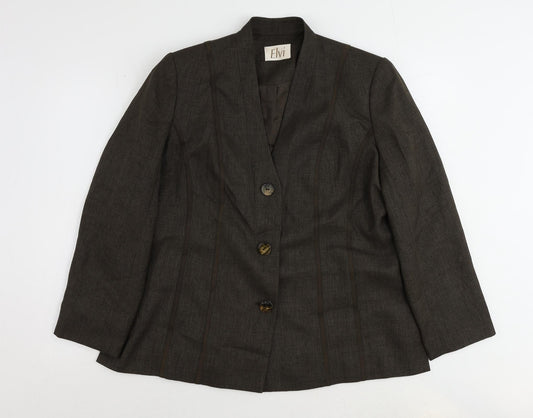 ELVI Womens Brown Jacket Blazer Size 16 Button