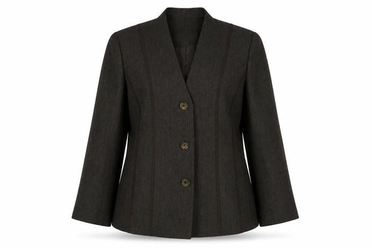 ELVI Womens Brown Jacket Blazer Size 16 Button