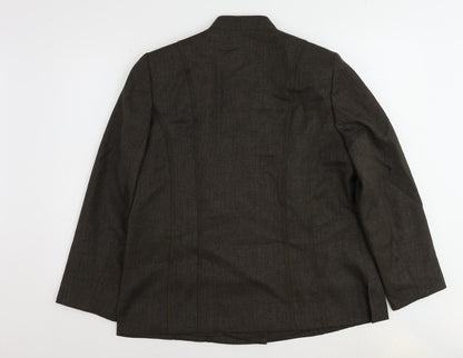 ELVI Womens Brown Jacket Blazer Size 16 Button