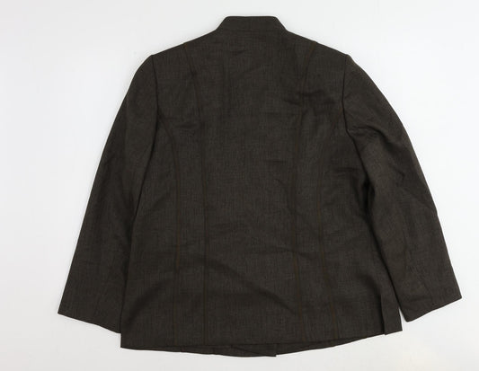 ELVI Womens Brown Jacket Blazer Size 16 Button