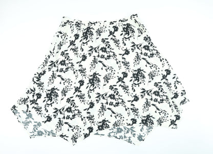 Marks and Spencer Womens Ivory Floral Polyester A-Line Skirt Size 24 Zip