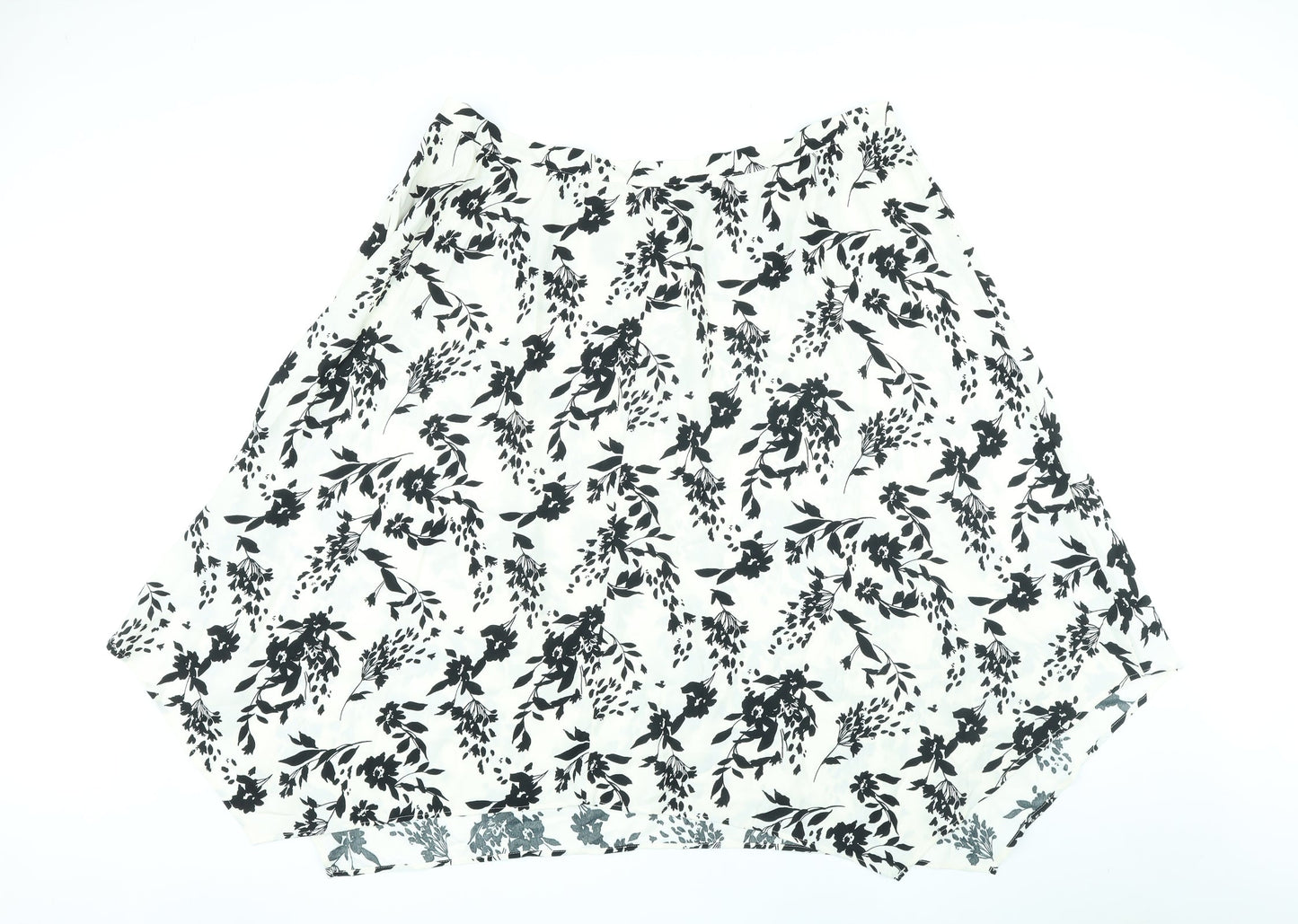 Marks and Spencer Womens Ivory Floral Polyester A-Line Skirt Size 24 Zip
