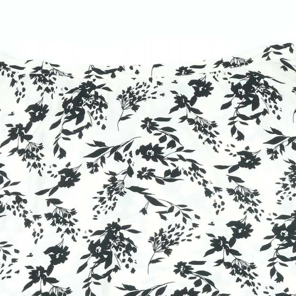 Marks and Spencer Womens Ivory Floral Polyester A-Line Skirt Size 24 Zip