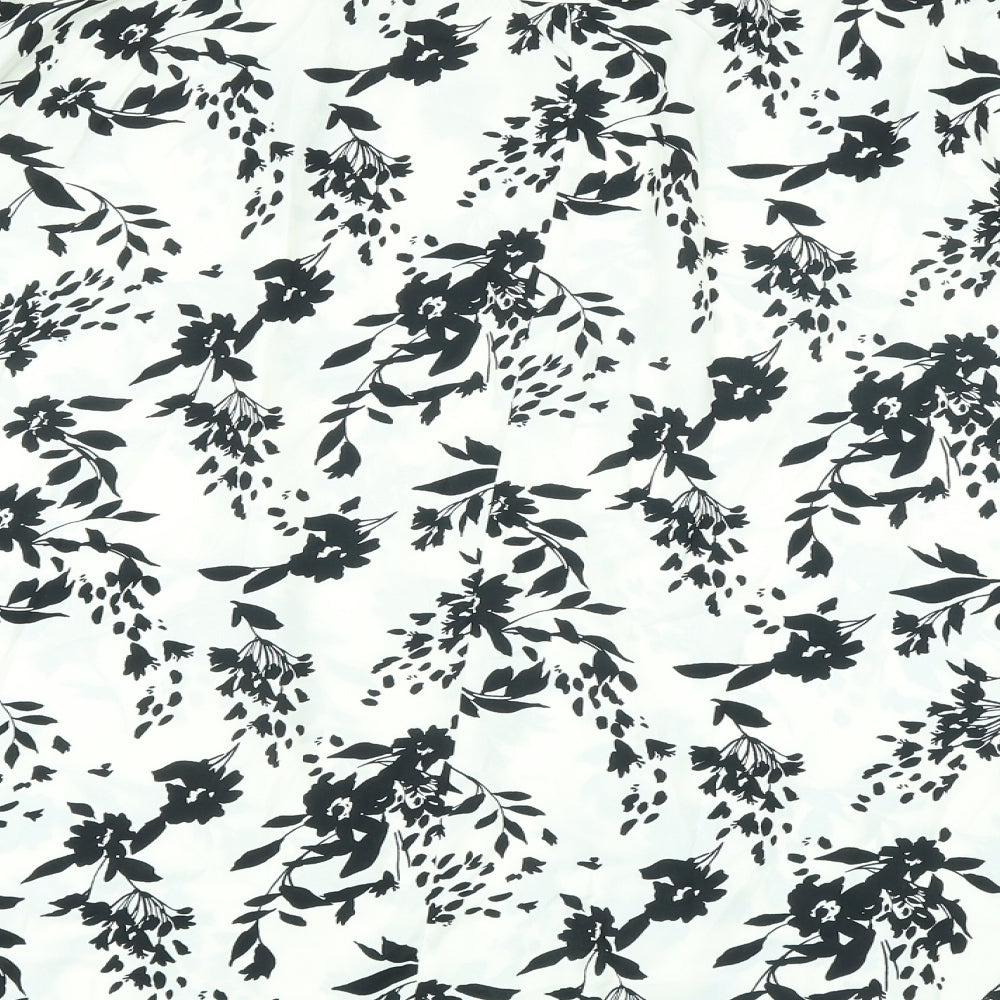 Marks and Spencer Womens Ivory Floral Polyester A-Line Skirt Size 24 Zip