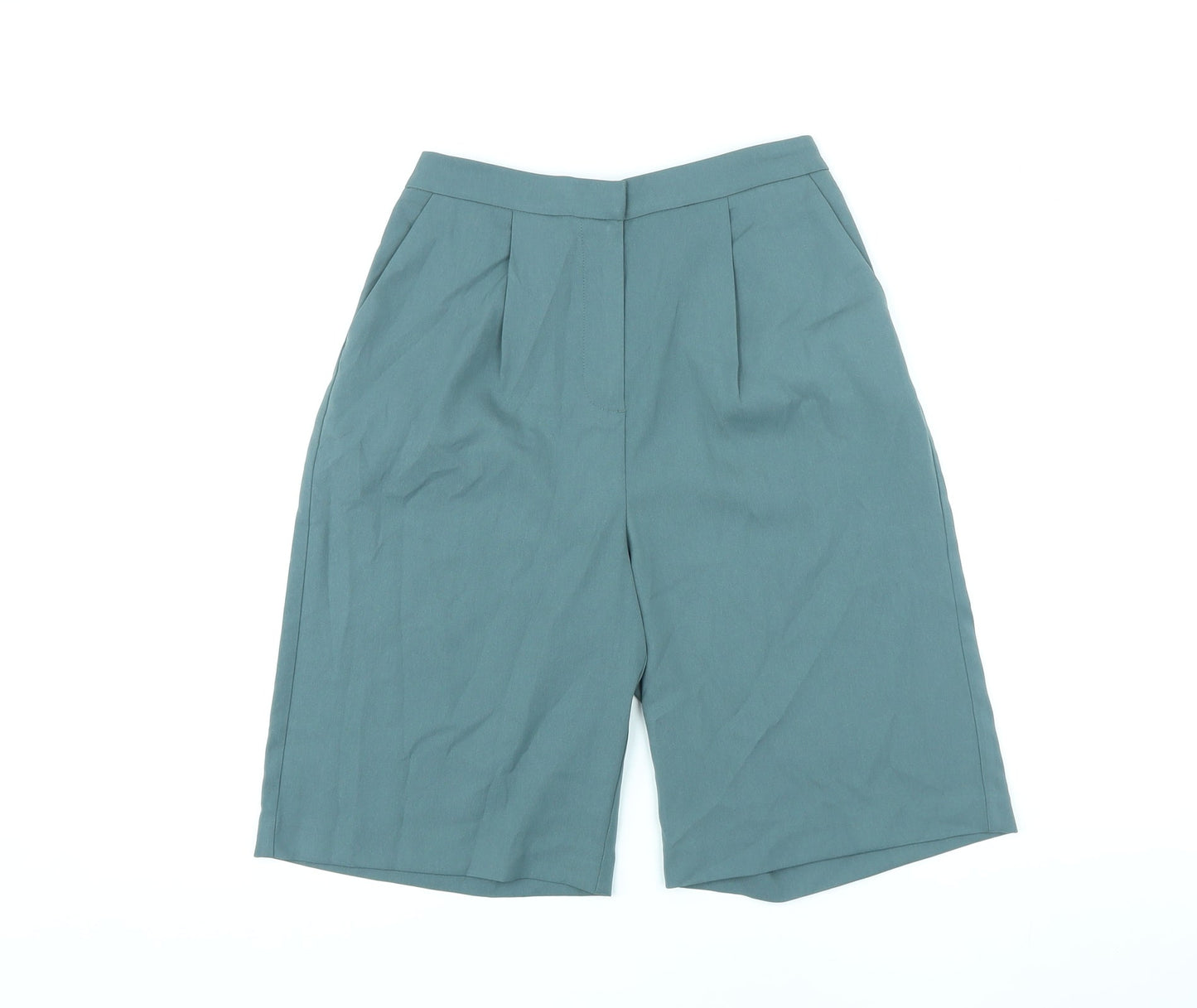 Marks and Spencer Womens Green Polyester Paperbag Shorts Size 6 L9 in Regular Zip