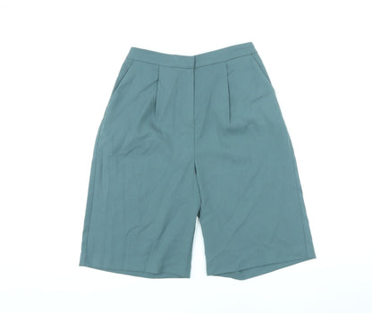 Marks and Spencer Womens Green Polyester Paperbag Shorts Size 6 L9 in Regular Zip