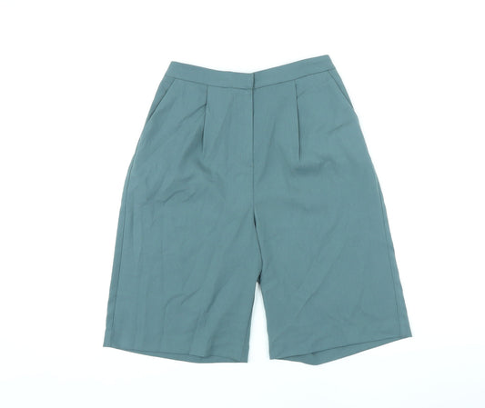 Marks and Spencer Womens Green Polyester Paperbag Shorts Size 6 L9 in Regular Zip