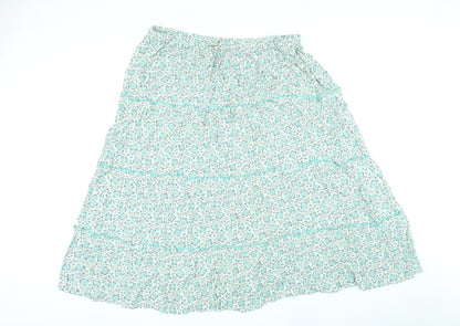 Per Una Womens Green Floral Viscose A-Line Skirt Size 20 in