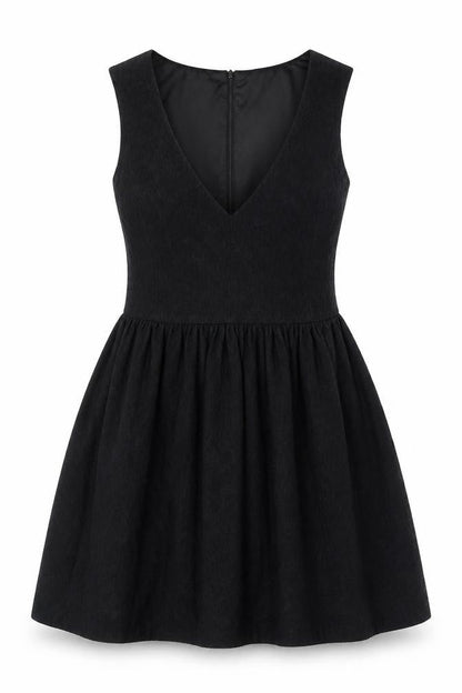 Zara Womens Black Floral Cotton Fit & Flare Size L V-Neck Zip - Embraided