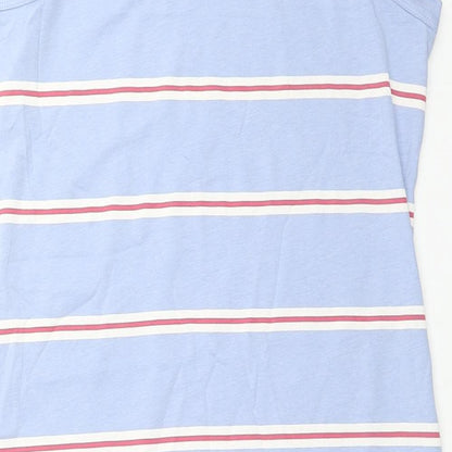 Marks and Spencer Womens Blue Striped Cotton Tank Dress Size M Round Neck Pullover