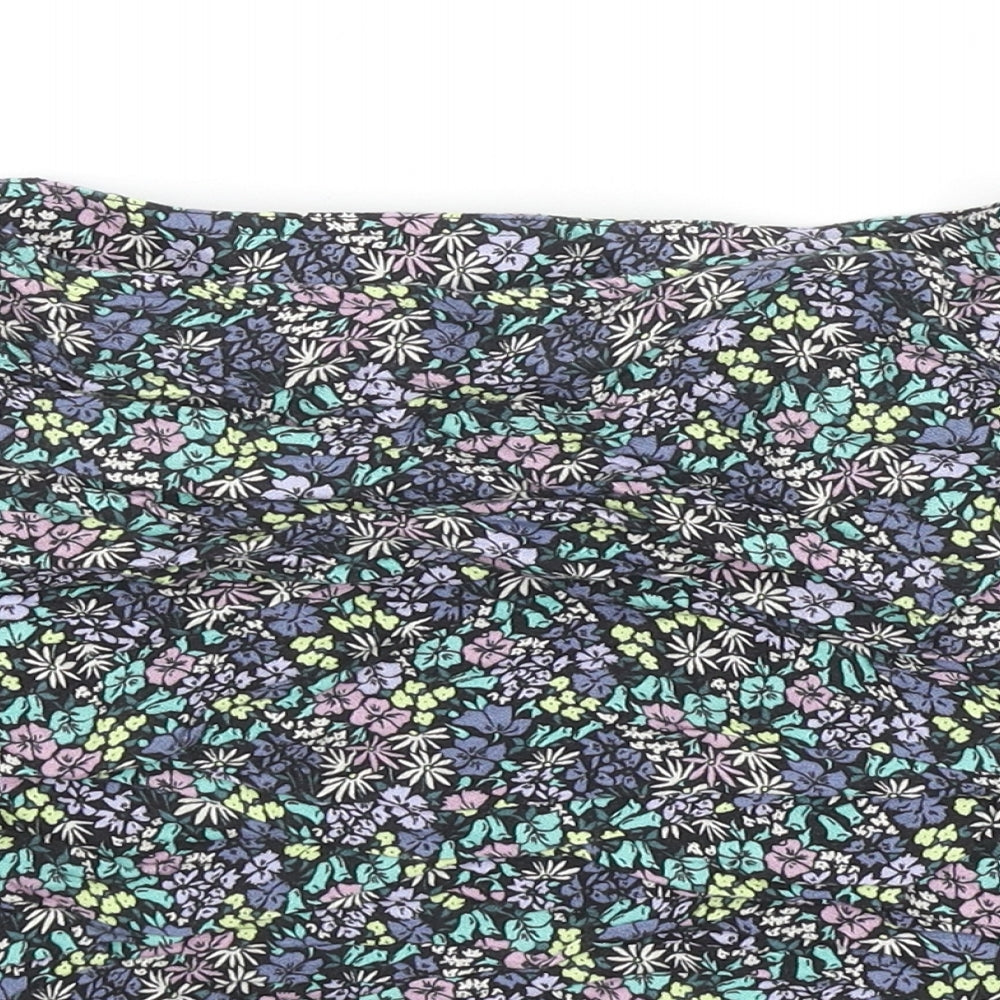 Marks and Spencer Girls Multicoloured Floral Viscose Pleated Skirt Size 12-13 Years Regular Zip