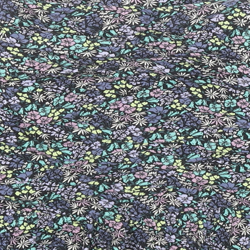 Marks and Spencer Girls Multicoloured Floral Viscose Pleated Skirt Size 12-13 Years Regular Zip