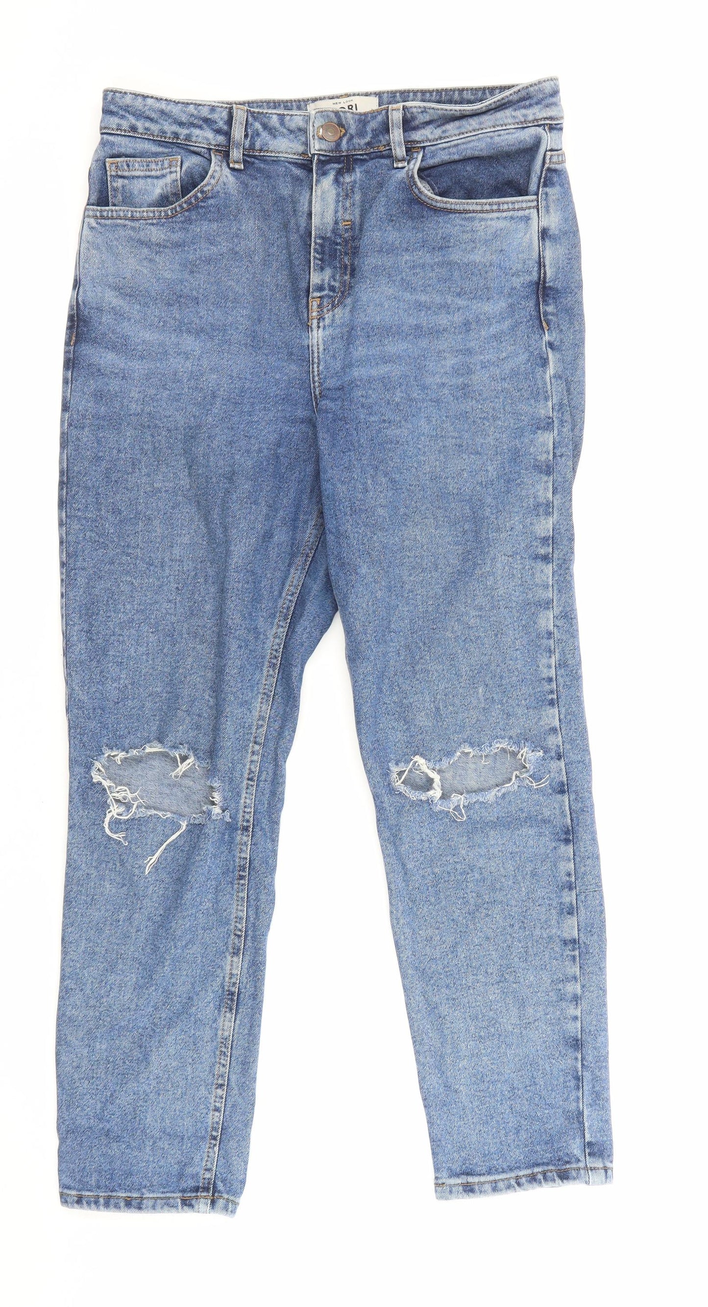 New Look Womens Blue Cotton Mom Jeans Size 30 L25 in Regular Zip - Pockets