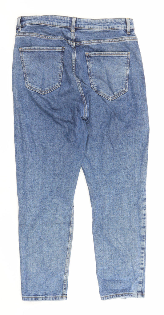 New Look Womens Blue Cotton Mom Jeans Size 30 L25 in Regular Zip - Pockets