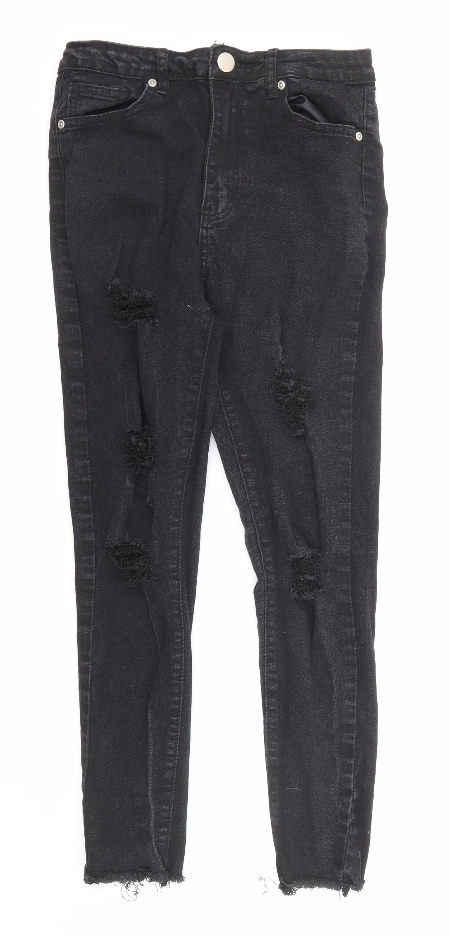 Boohoo Womens Black Cotton Skinny Jeans Size 10 L24 in Regular Zip - Pockets