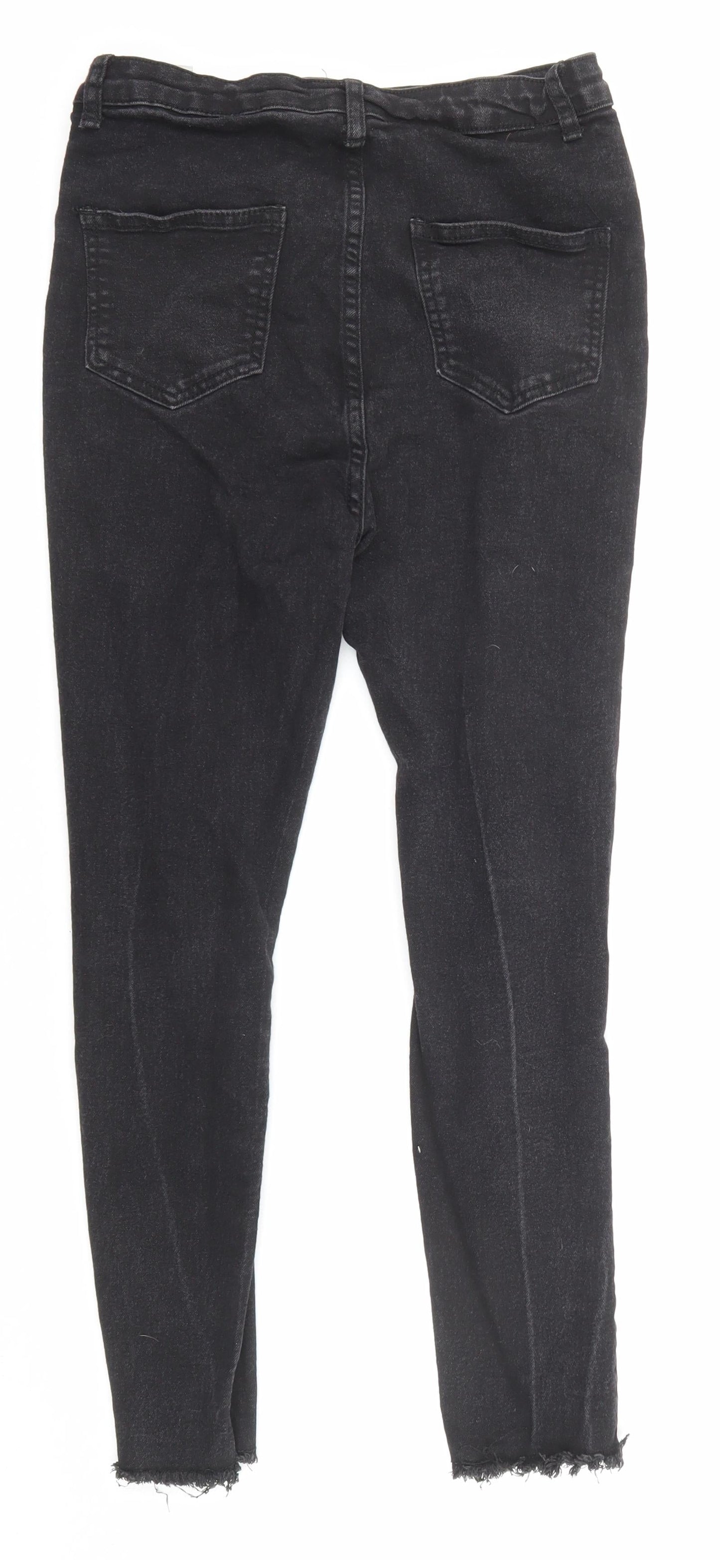 Boohoo Womens Black Cotton Skinny Jeans Size 10 L24 in Regular Zip - Pockets