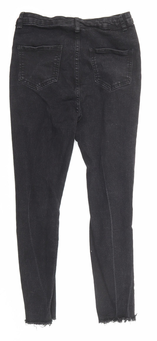 Boohoo Womens Black Cotton Skinny Jeans Size 10 L24 in Regular Zip - Pockets