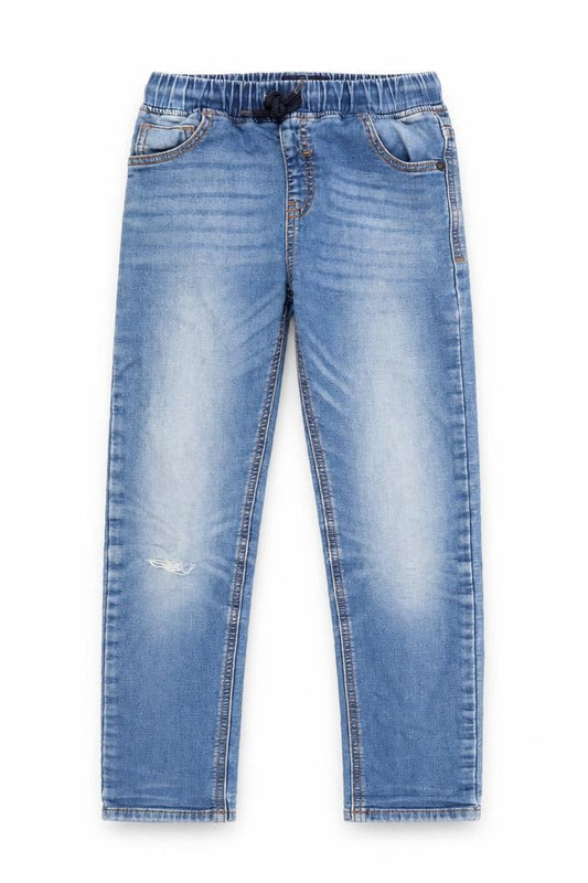 NEXT Boys Blue Copper Straight Jeans Size 9 Months L23 in Regular Drawstring