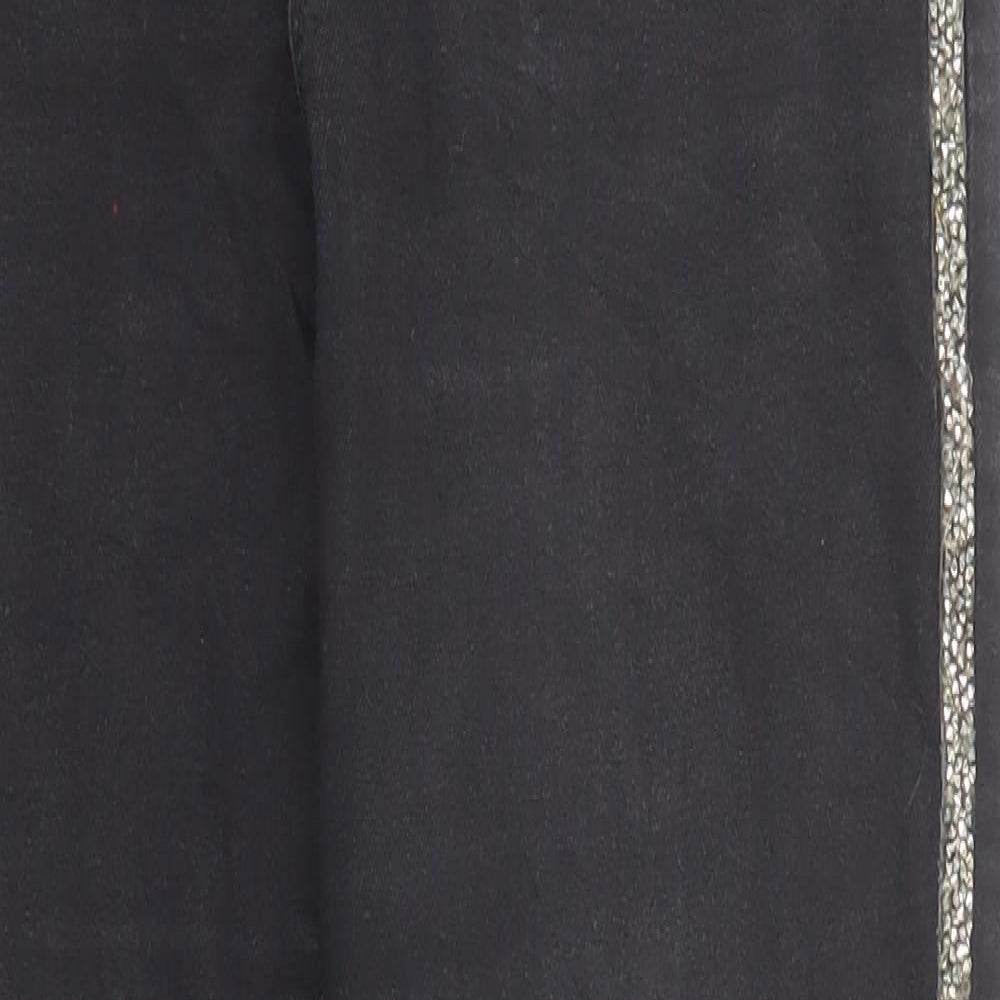 Denim & Co. Womens Black Cotton Skinny Jeans Size 12 L26 in Regular Zip - Embellishment detail