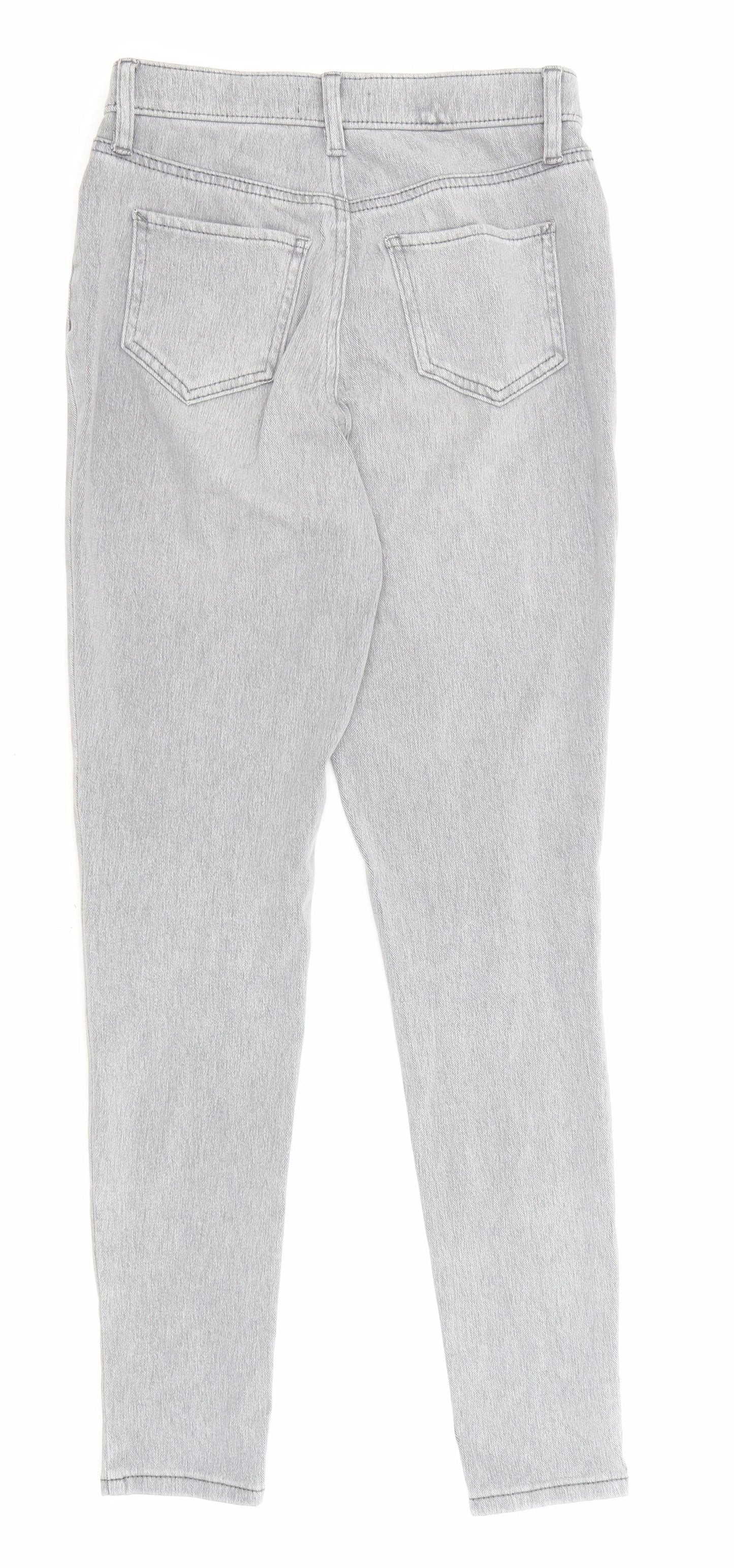 F&F Womens Grey Cotton Skinny Jeans Size 8 L28 in Regular Zip