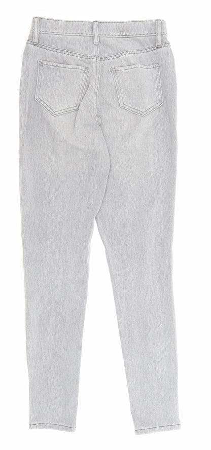 F&F Womens Grey Cotton Skinny Jeans Size 8 L28 in Regular Zip