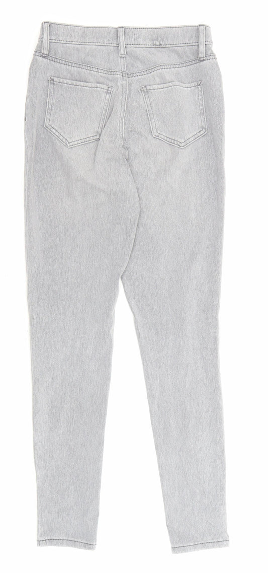F&F Womens Grey Cotton Skinny Jeans Size 8 L28 in Regular Zip