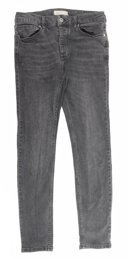Topman Mens Black Cotton Skinny Jeans Size 32 in L32 in Regular Zip - Pockets