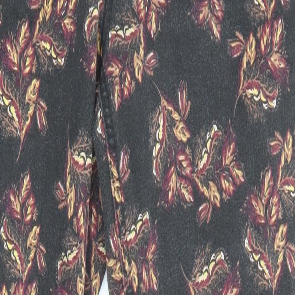 TU Womens Black Floral Cotton Skinny Jeans Size 8 L26 in Regular Zip - Pockets