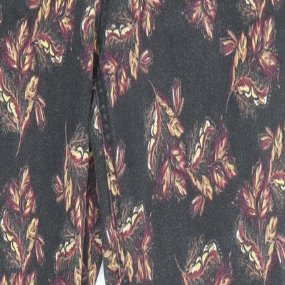 TU Womens Black Floral Cotton Skinny Jeans Size 8 L26 in Regular Zip - Pockets