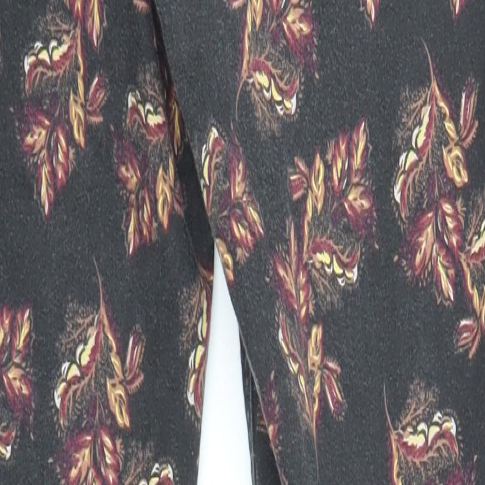 TU Womens Black Floral Cotton Skinny Jeans Size 8 L26 in Regular Zip - Pockets