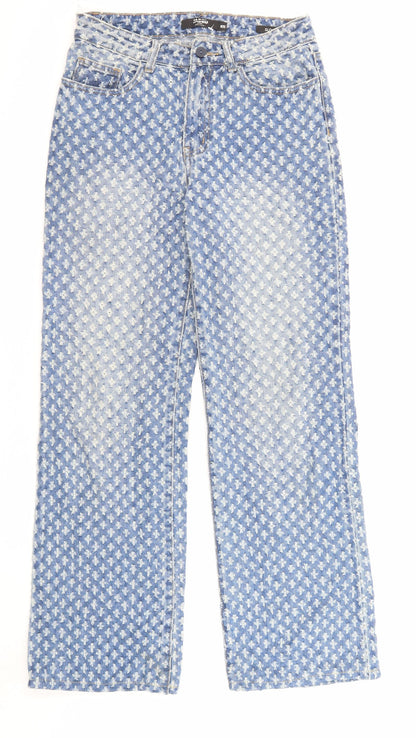 Jaded Womens Blue Geometric Cotton Straight Jeans Size 25 in L30 in Regular Zip - Pockets