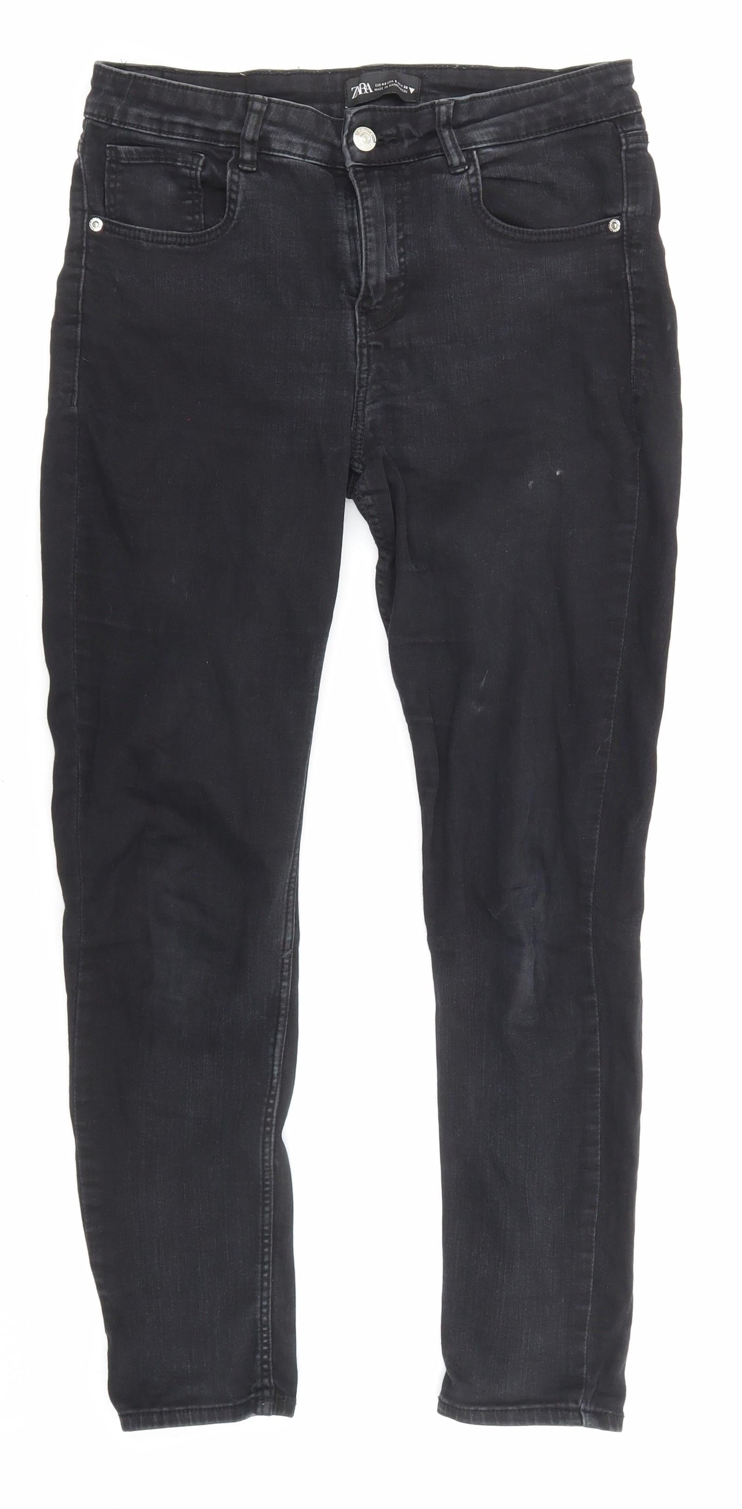Zara Womens Black Cotton Skinny Jeans Size 12 L25 in Regular Zip - Pockets